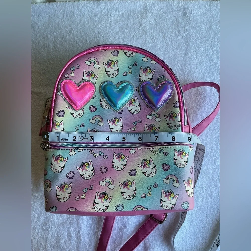 Charming Cat and Heart Print Kids Backpack